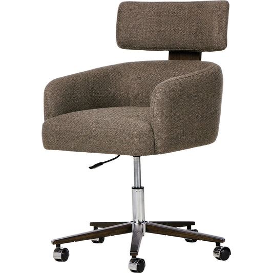 Rei Desk Chair by Four Hands in gibson mink, warm oak. Made from 97% polyester, 3% acrylic, solid oak, 100% polyester in a modern style.