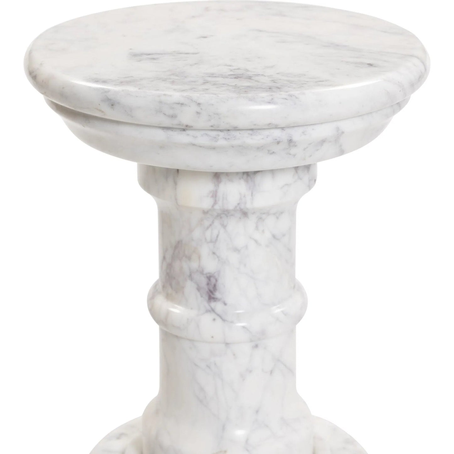 007 SI-2257115 | Closeup | Cyprus End Table by Four Hands in veined white marble solid. Made from solid marble in a modern style.