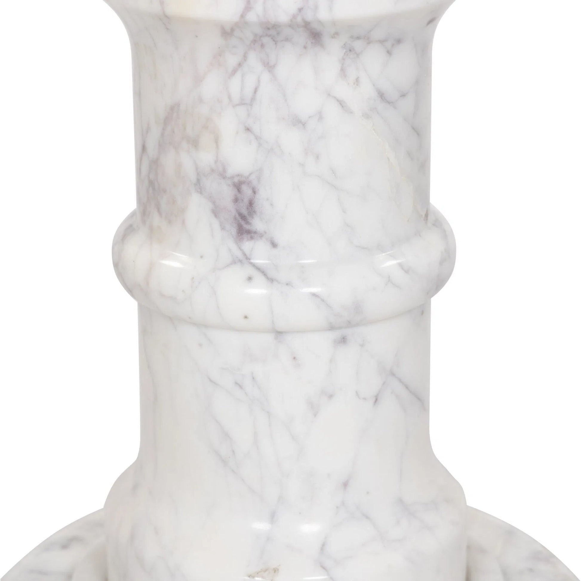 Cyprus End Table by Four Hands in veined white marble solid. Made from solid marble in a modern style.