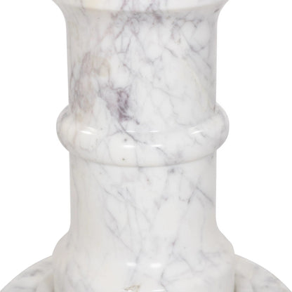Cyprus End Table by Four Hands in veined white marble solid. Made from solid marble in a modern style.