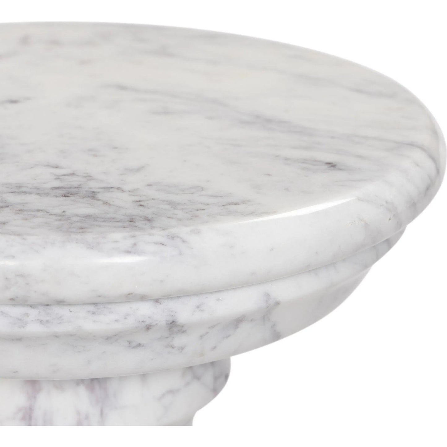 009 SI-2257115 | Closeup | Cyprus End Table by Four Hands in veined white marble solid. Made from solid marble in a modern style.