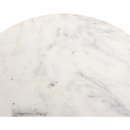 Cyprus End Table by Four Hands in veined white marble solid. Made from solid marble in a modern style.