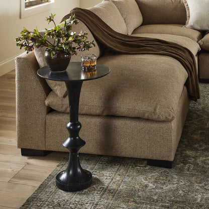 Polli End Table by Four Hands in black marble. Made from solid marble in a modern style.