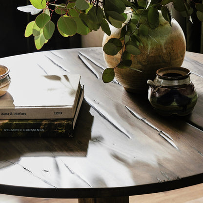Rivi Large End Table by Four Hands in antique belgium bleach. Made from solid mixed reclaimed wood in a modern style.