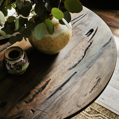 Rivi Large End Table by Four Hands in antique belgium bleach. Made from solid mixed reclaimed wood in a modern style.