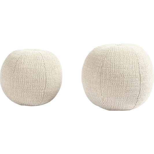 Balle Outdoor Pillow by Four Hands in leto cream. Made from 86% recycled olefin, 9% polypropylene, 5% polyester in a modern style.