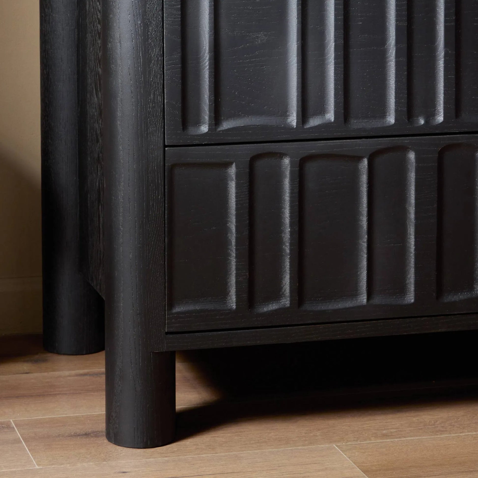 Ezri Nightstand by Four Hands. Made from solid oak in a traditional style.