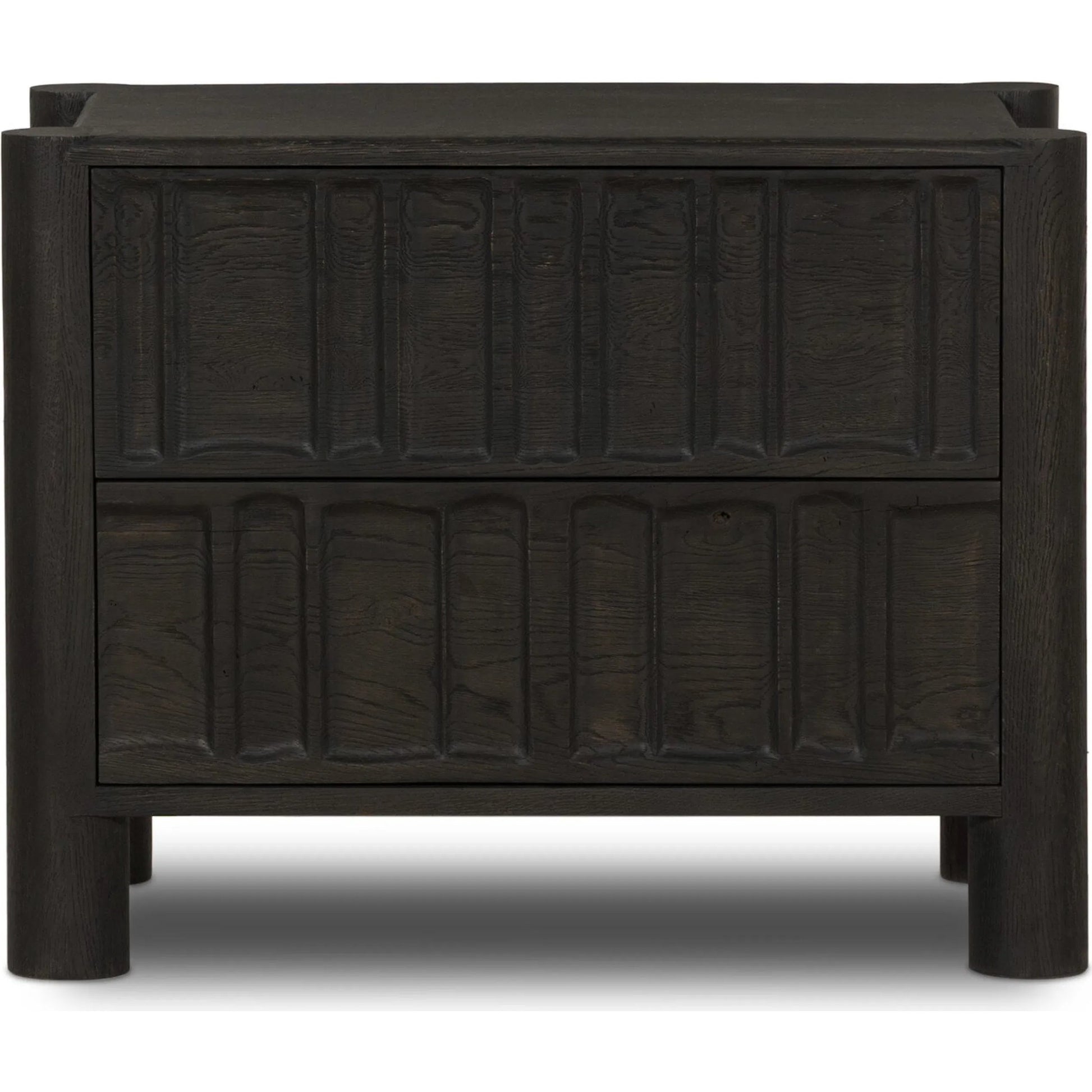 Ezri Nightstand by Four Hands. Made from solid oak in a traditional style.