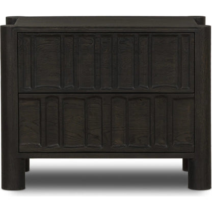 Ezri Nightstand by Four Hands. Made from solid oak in a traditional style.