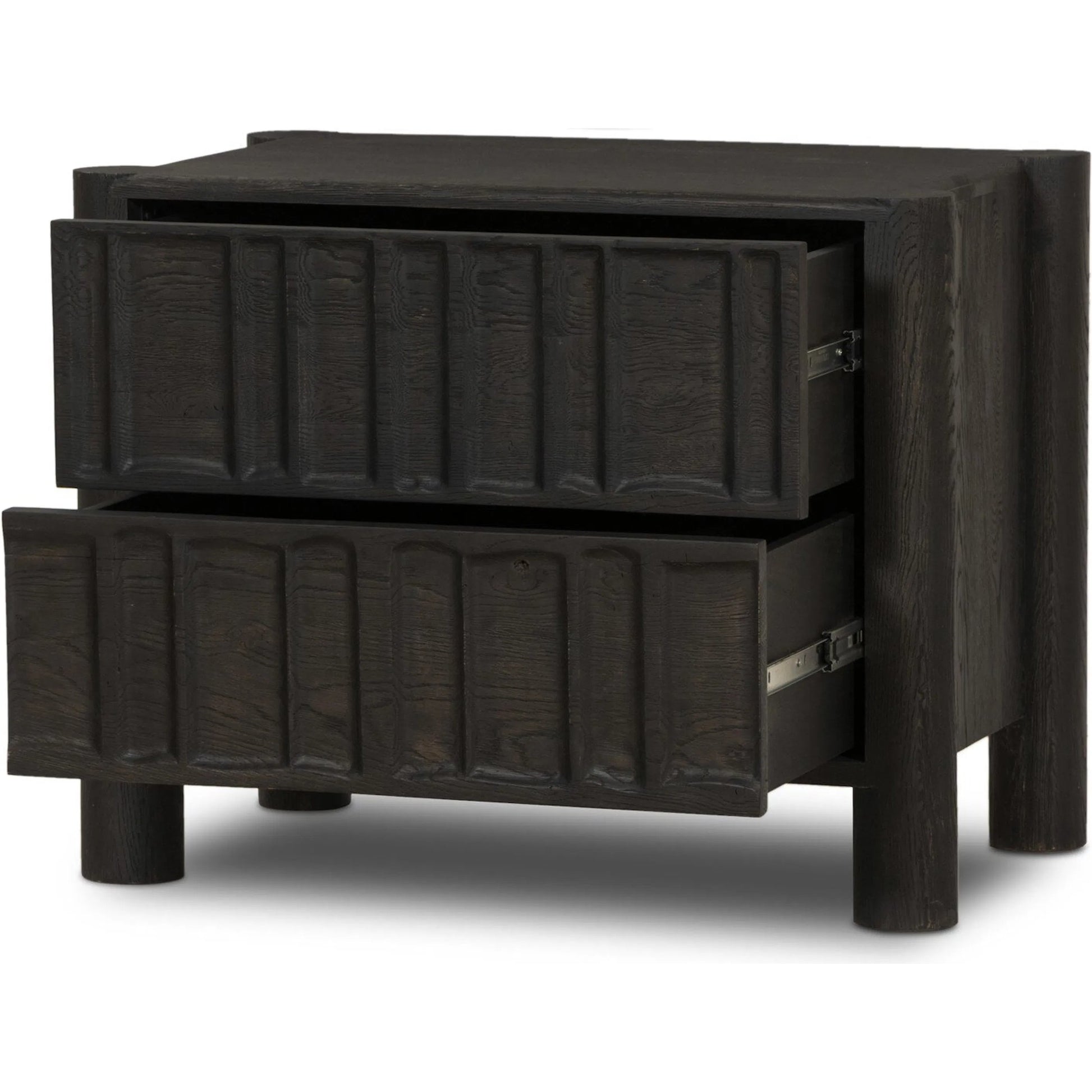 Ezri Nightstand by Four Hands. Made from solid oak in a traditional style.