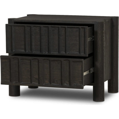 Ezri Nightstand by Four Hands. Made from solid oak in a traditional style.