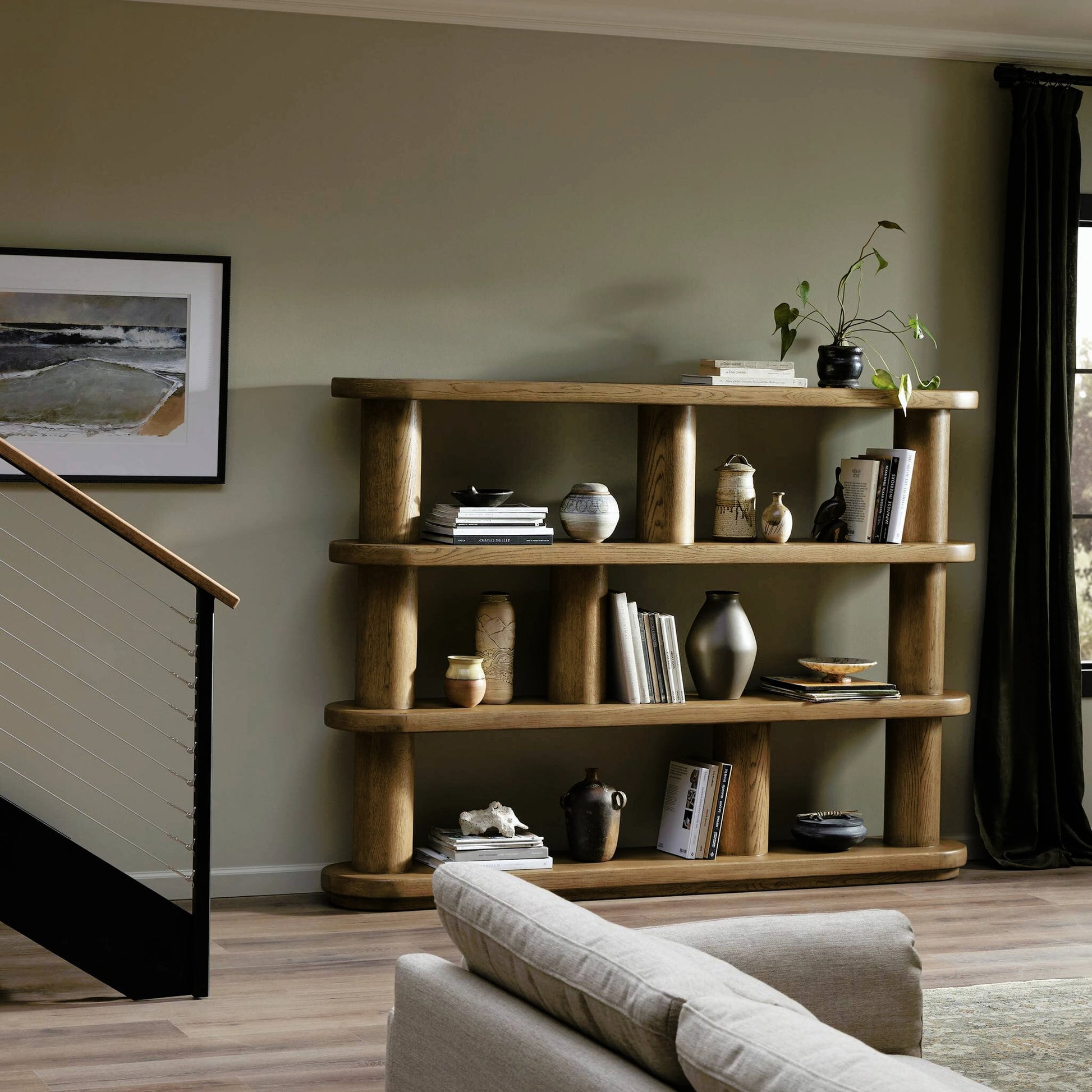 Luciana Bookcase by Four Hands. Made from oak veneer, solid oak in a modern style.