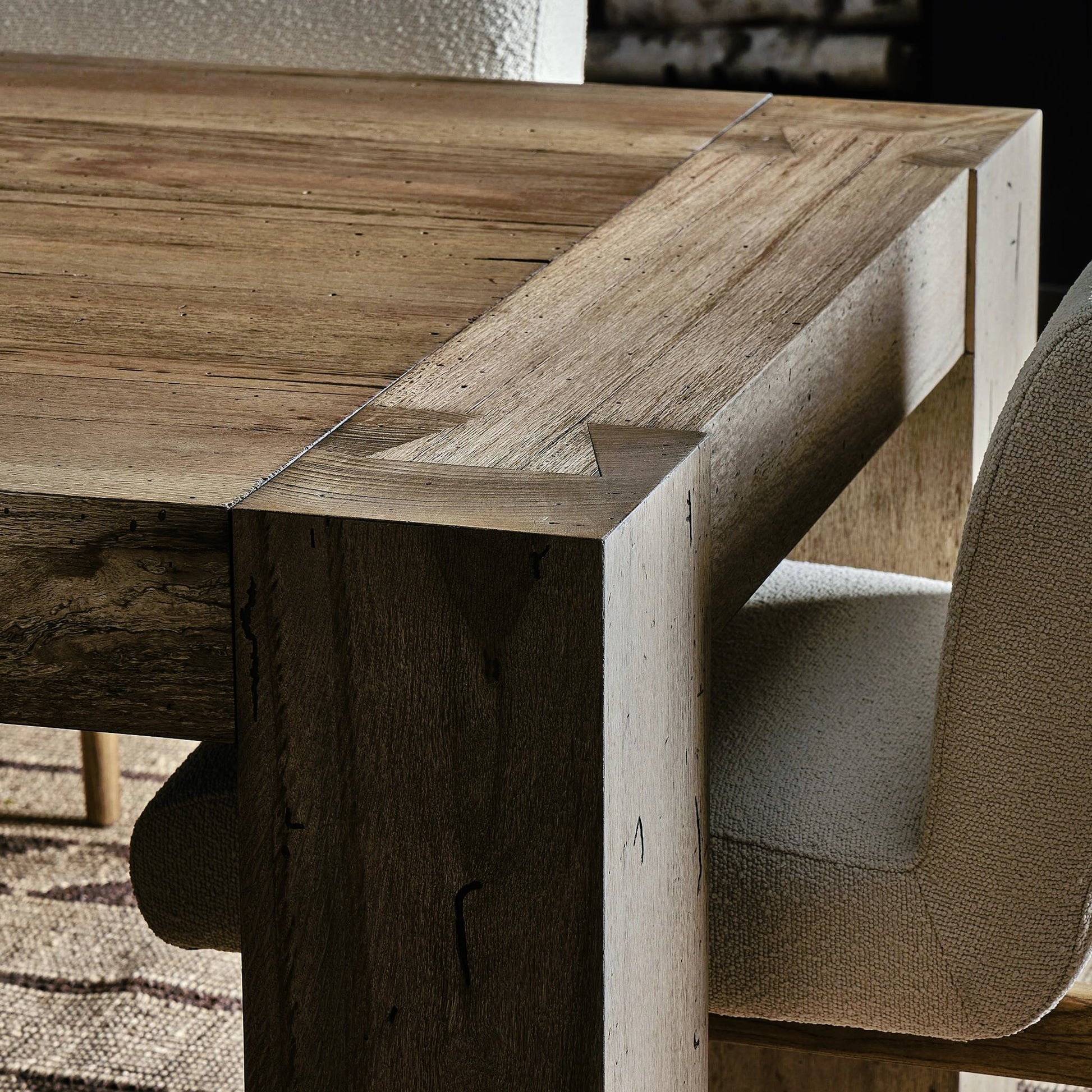 Abaso Dining Table by Four Hands. Made from thick oak veneer, engineered hardwood in a modern style.