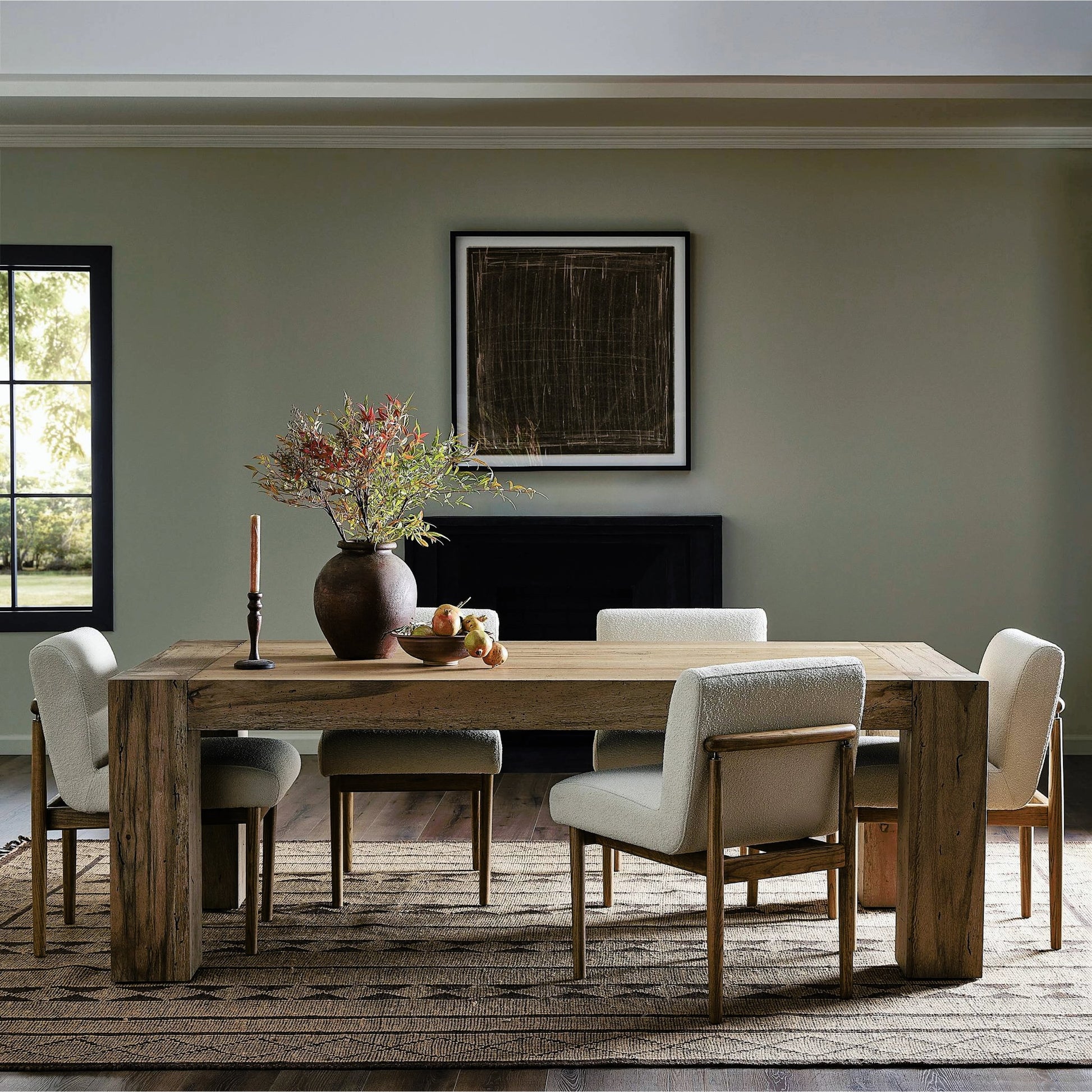 Abaso Dining Table by Four Hands. Made from thick oak veneer, engineered hardwood in a modern style.