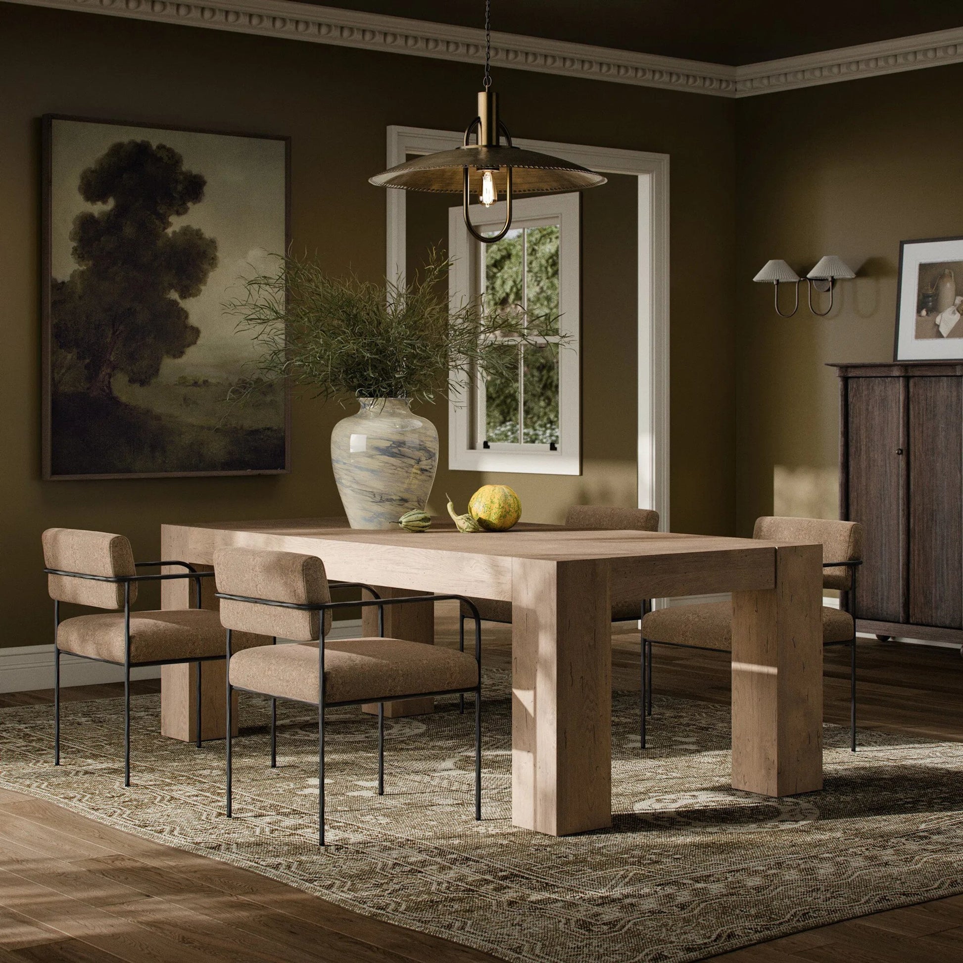Abaso Dining Table by Four Hands in smoked oak veneer. Made from unique in a modern style.