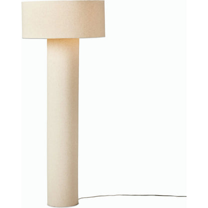 Hensley Floor Lamp by Four Hands in antique brass iron, flax linen and antique brass iron. Made from iron, 75% flax/linen, 25% cotton in a modern style.