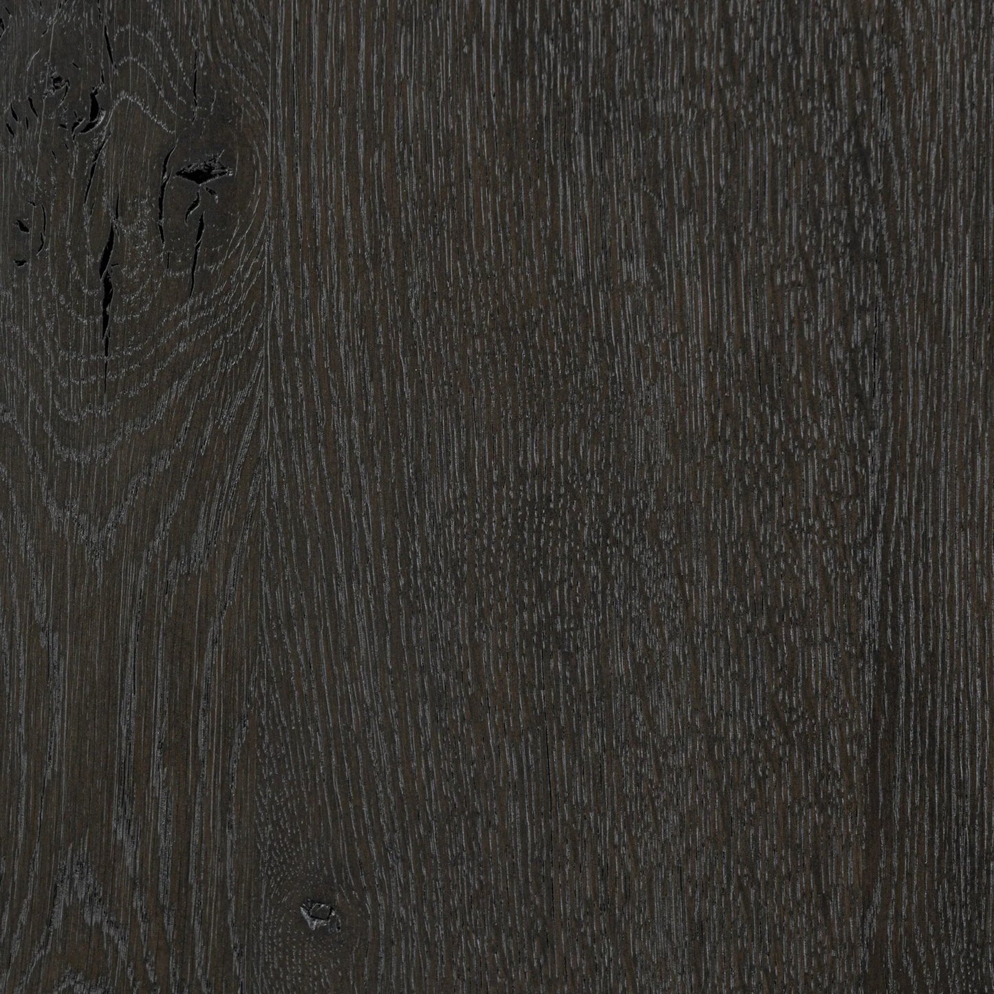 008 SI-2257120 | Closeup | Noeline Wide Bookcase by Four Hands in smoked black oak, smoked black oak veneer. Made from solid oak, engineered hardwood, thick oak veneer in a modern style.