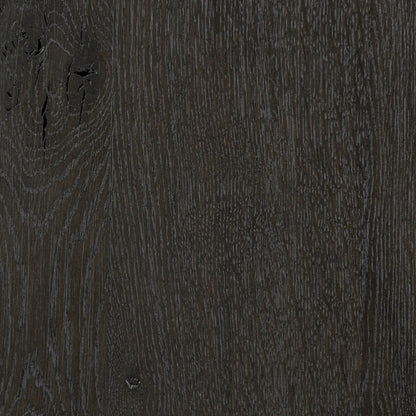 Noeline Wide Bookcase by Four Hands in smoked black oak, smoked black oak veneer. Made from solid oak, engineered hardwood, thick oak veneer in a modern style.