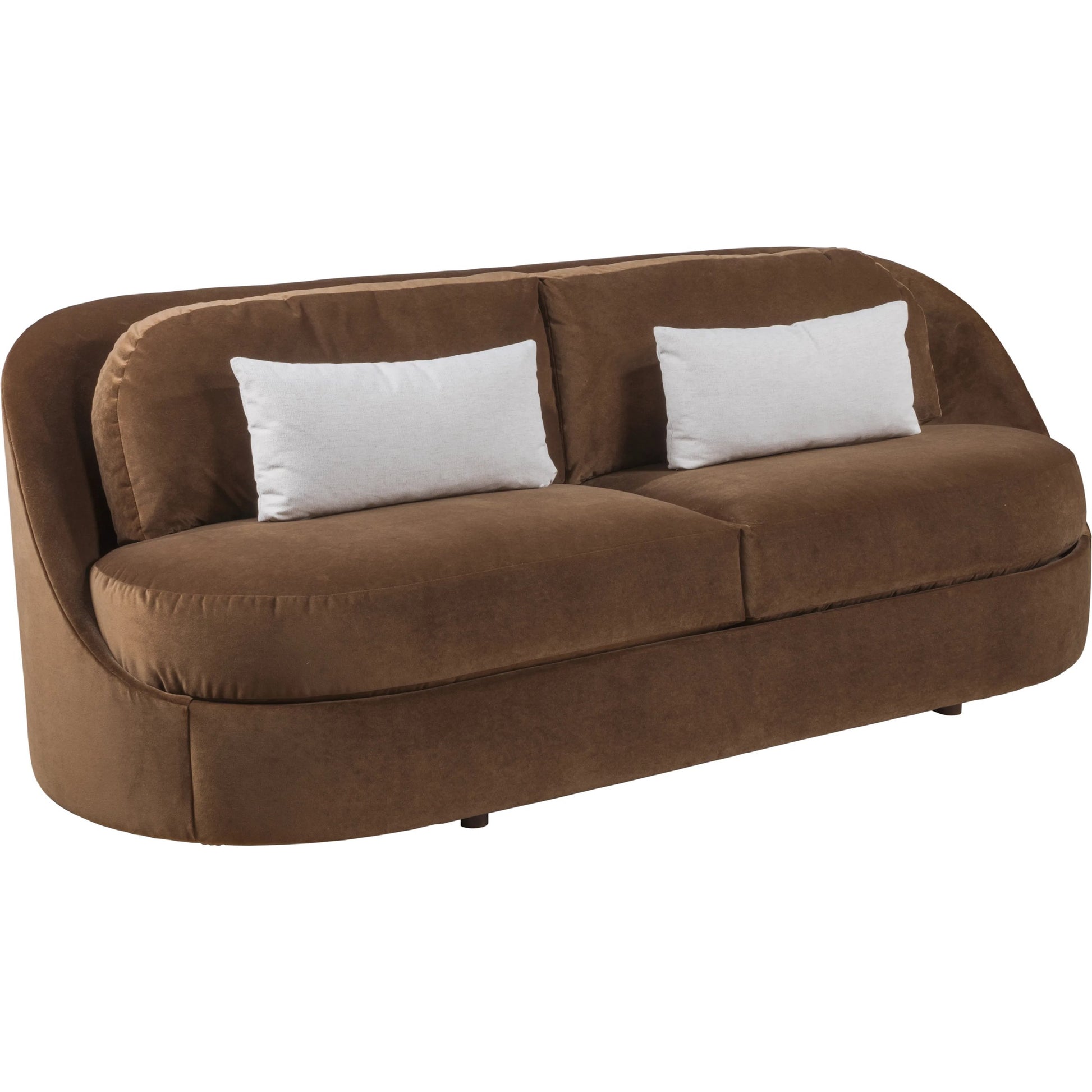 Ava Sofa by Artistica Home in brown. Made from oak, fabric in a unique style.