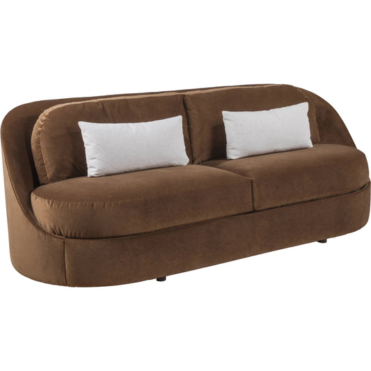 Ava Sofa by Artistica Home in brown. Made from oak, fabric in a unique style.