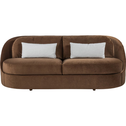 Ava Sofa by Artistica Home in brown. Made from oak, fabric in a unique style.
