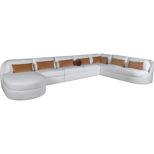 Artistica Round Sectional by Artistica Home in white, ivory. Made from oak, fabric in a unique style.
