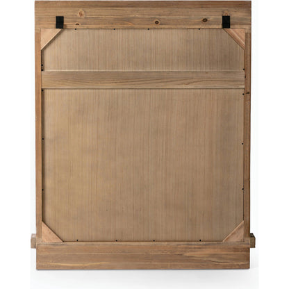 Ledge Wall Mirror by Four Hands in distressed light pine. Made from solid pine, mirror, poplar eucalyptus plywood in a modern style.