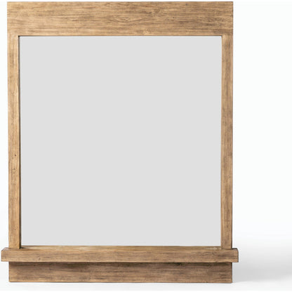 Ledge Wall Mirror by Four Hands in distressed light pine. Made from solid pine, mirror, poplar eucalyptus plywood in a modern style.