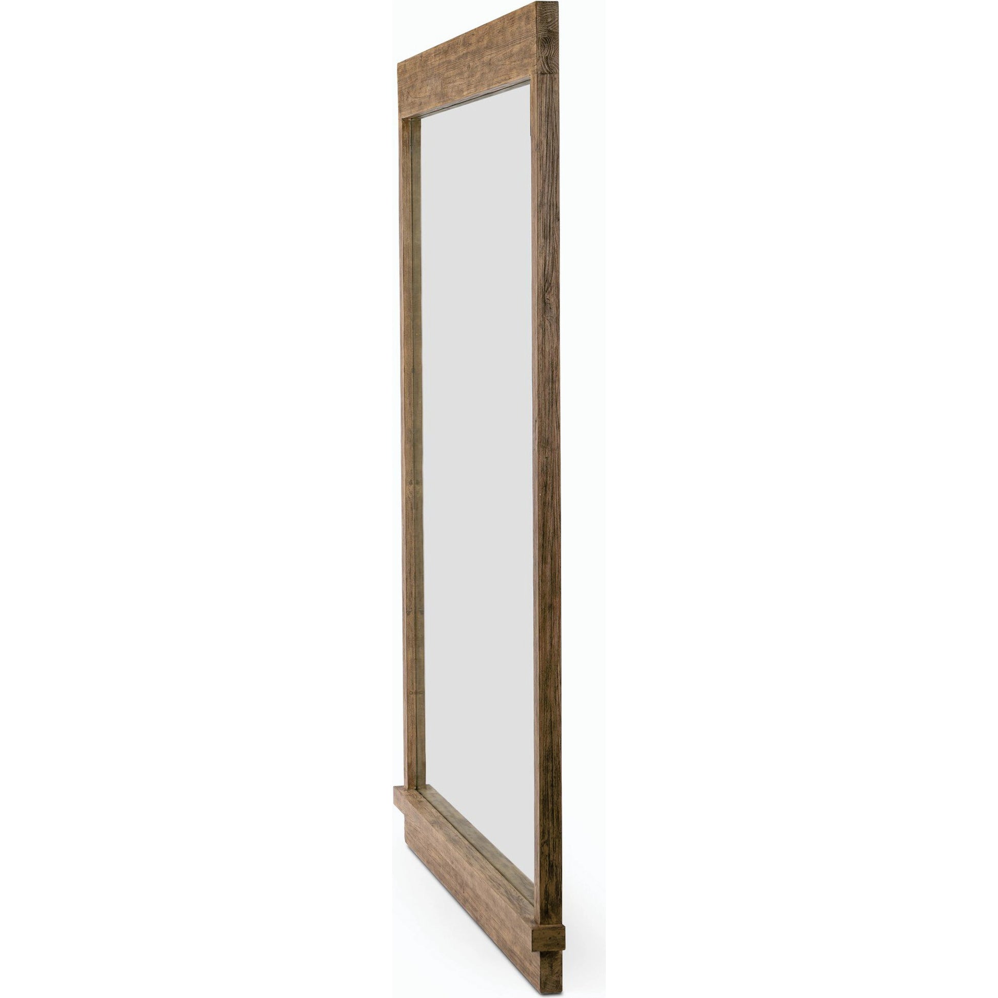Ledge Floor Mirror by Four Hands in distressed light pine. Made from solid pine, mirror, poplar eucalyptus plywood in a modern style.