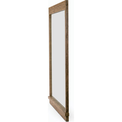 Ledge Floor Mirror by Four Hands in distressed light pine. Made from solid pine, mirror, poplar eucalyptus plywood in a modern style.