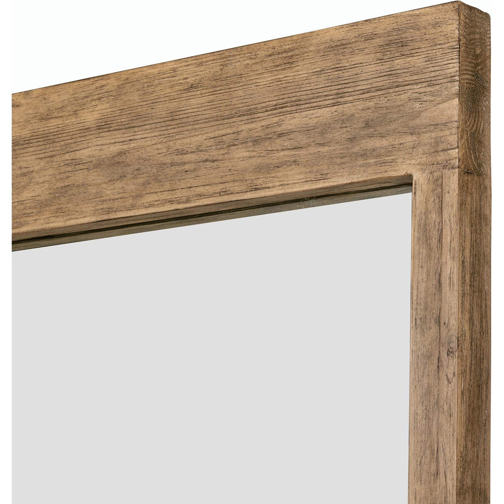 Ledge Floor Mirror by Four Hands in distressed light pine. Made from solid pine, mirror, poplar eucalyptus plywood in a modern style.