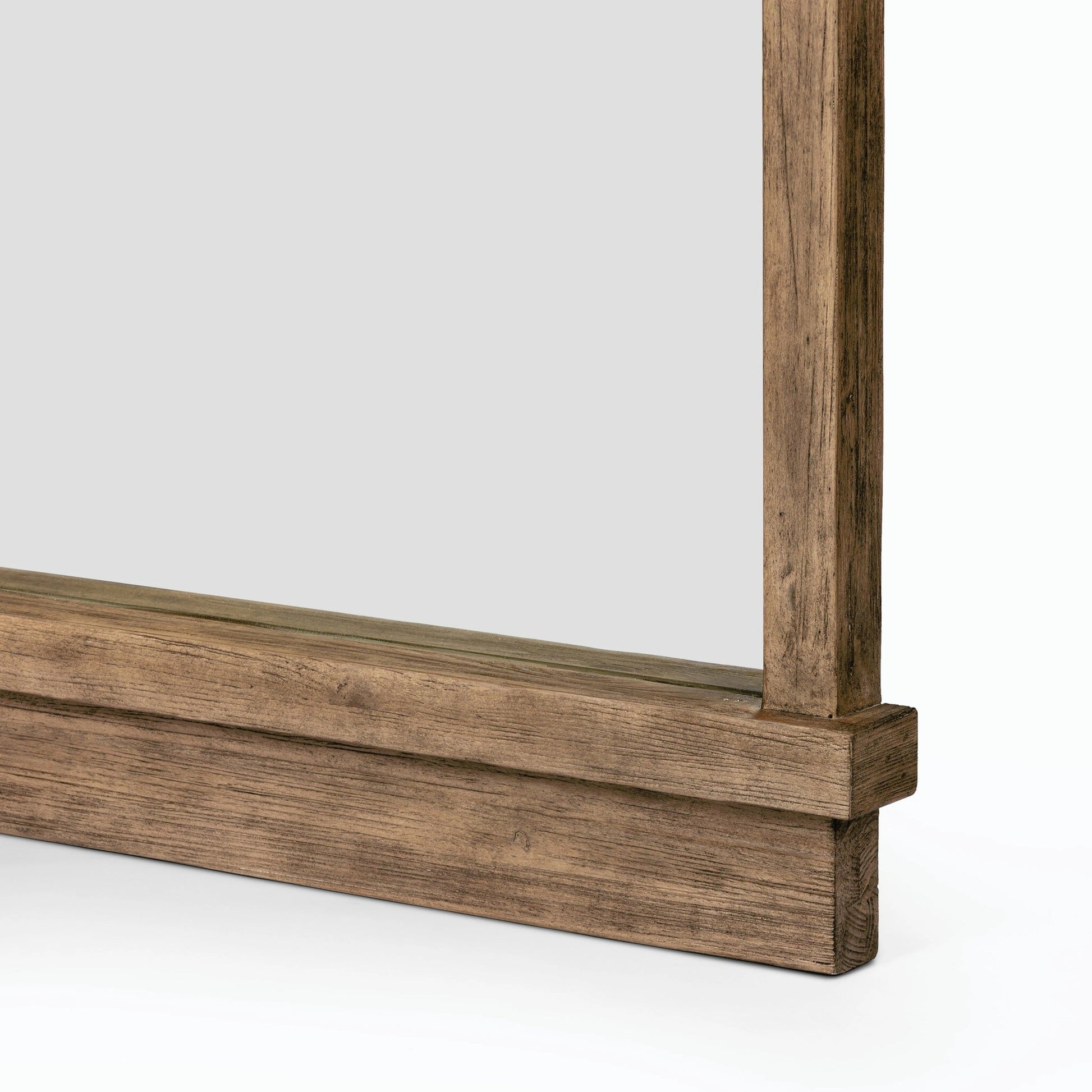 Ledge Floor Mirror by Four Hands in distressed light pine. Made from solid pine, mirror, poplar eucalyptus plywood in a modern style.