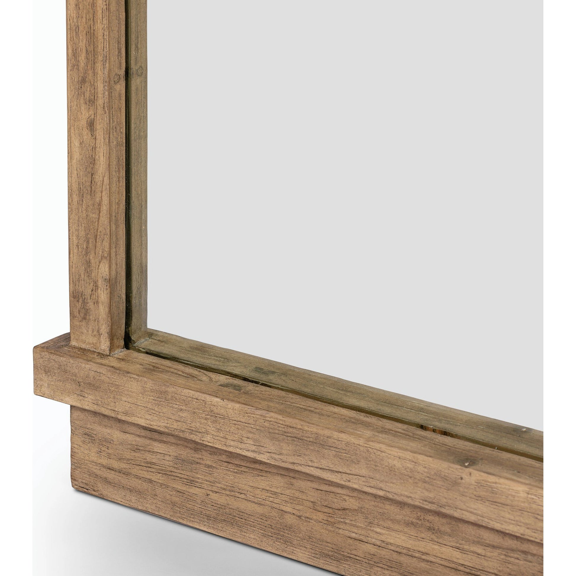 Ledge Floor Mirror by Four Hands in distressed light pine. Made from solid pine, mirror, poplar eucalyptus plywood in a modern style.