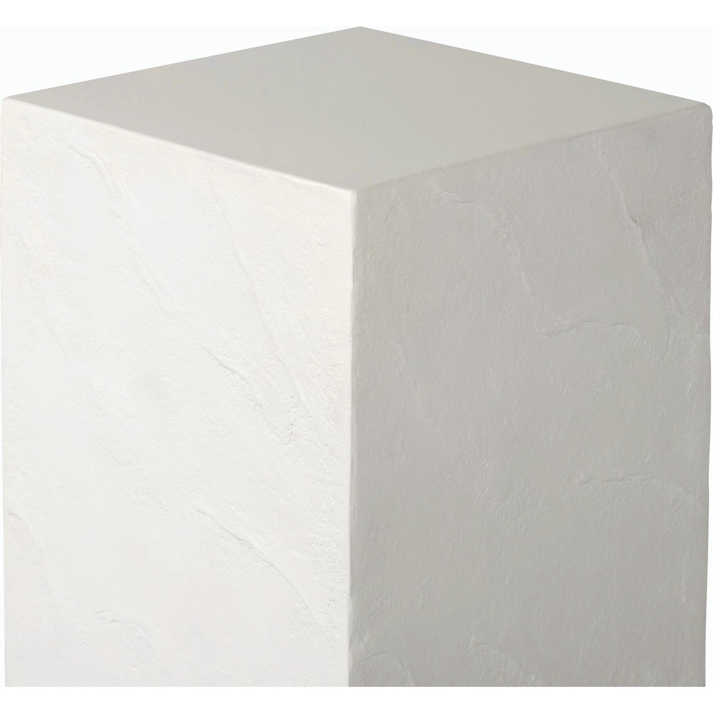 005 SI-2158117 | Closeup | Corian Outdoor Pedestal by Four Hands in plaster molded white concrete. Made from concrete in a modern style.