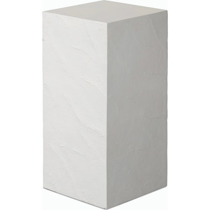 Corian Outdoor Pedestal by Four Hands in plaster molded white concrete. Made from concrete in a modern style.