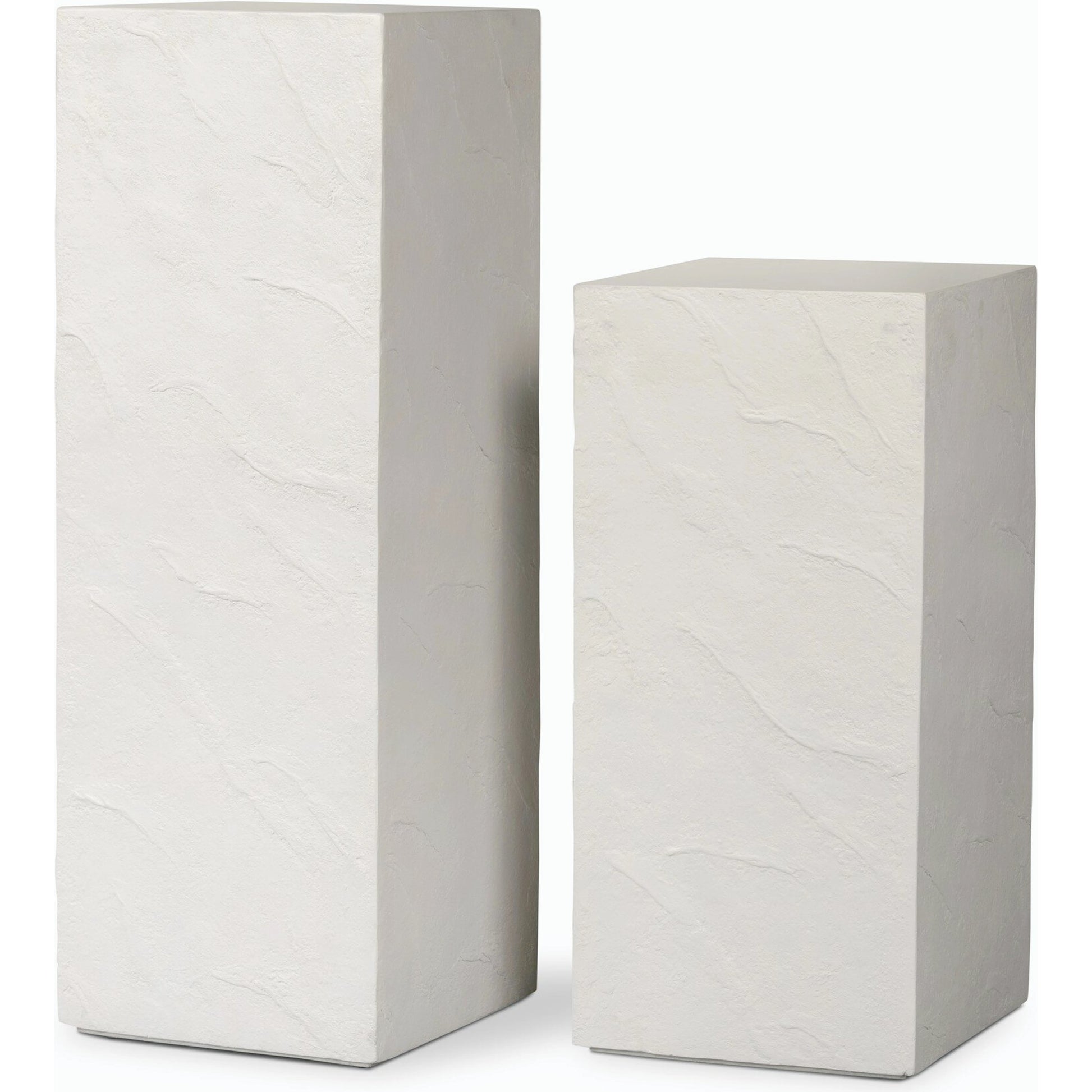 Corian Outdoor Pedestal by Four Hands in plaster molded white concrete. Made from concrete in a modern style.