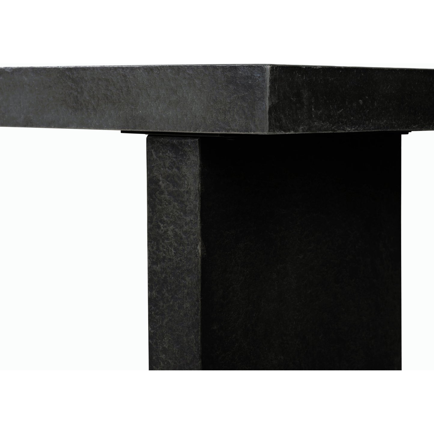 004 SI-2158201 | Closeup | Huesca Outdoor Console Table by Four Hands in distressed graphite concrete. Made from concrete in a modern style.