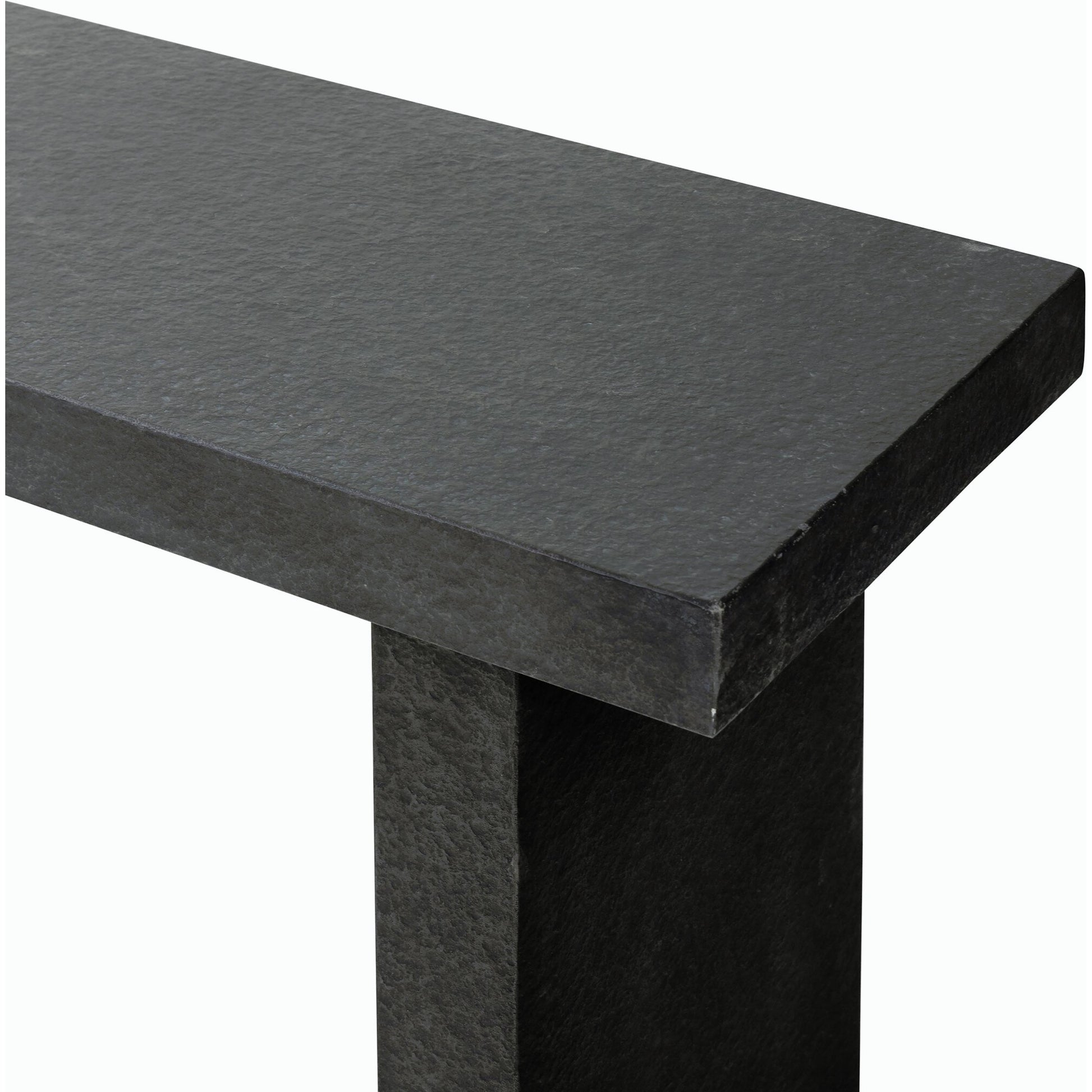 Huesca Outdoor Console Table by Four Hands in distressed graphite concrete. Made from concrete in a modern style.