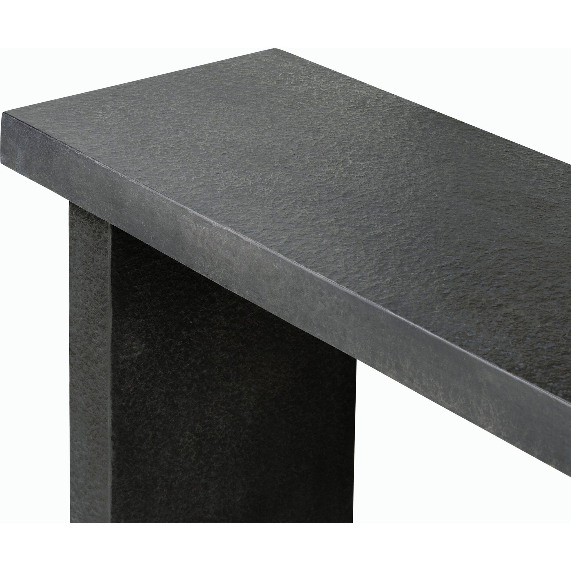 Huesca Outdoor Console Table by Four Hands in distressed graphite concrete. Made from concrete in a modern style.