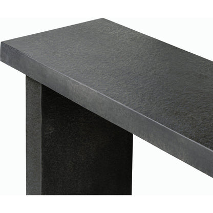 Huesca Outdoor Console Table by Four Hands in distressed graphite concrete. Made from concrete in a modern style.