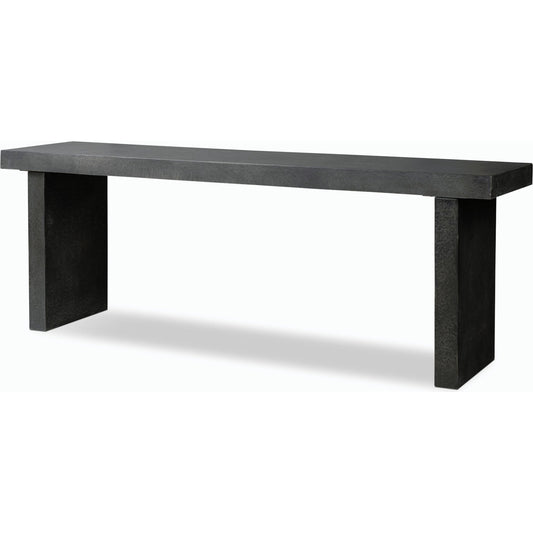 Huesca Outdoor Console Table by Four Hands in distressed graphite concrete. Made from concrete in a modern style.