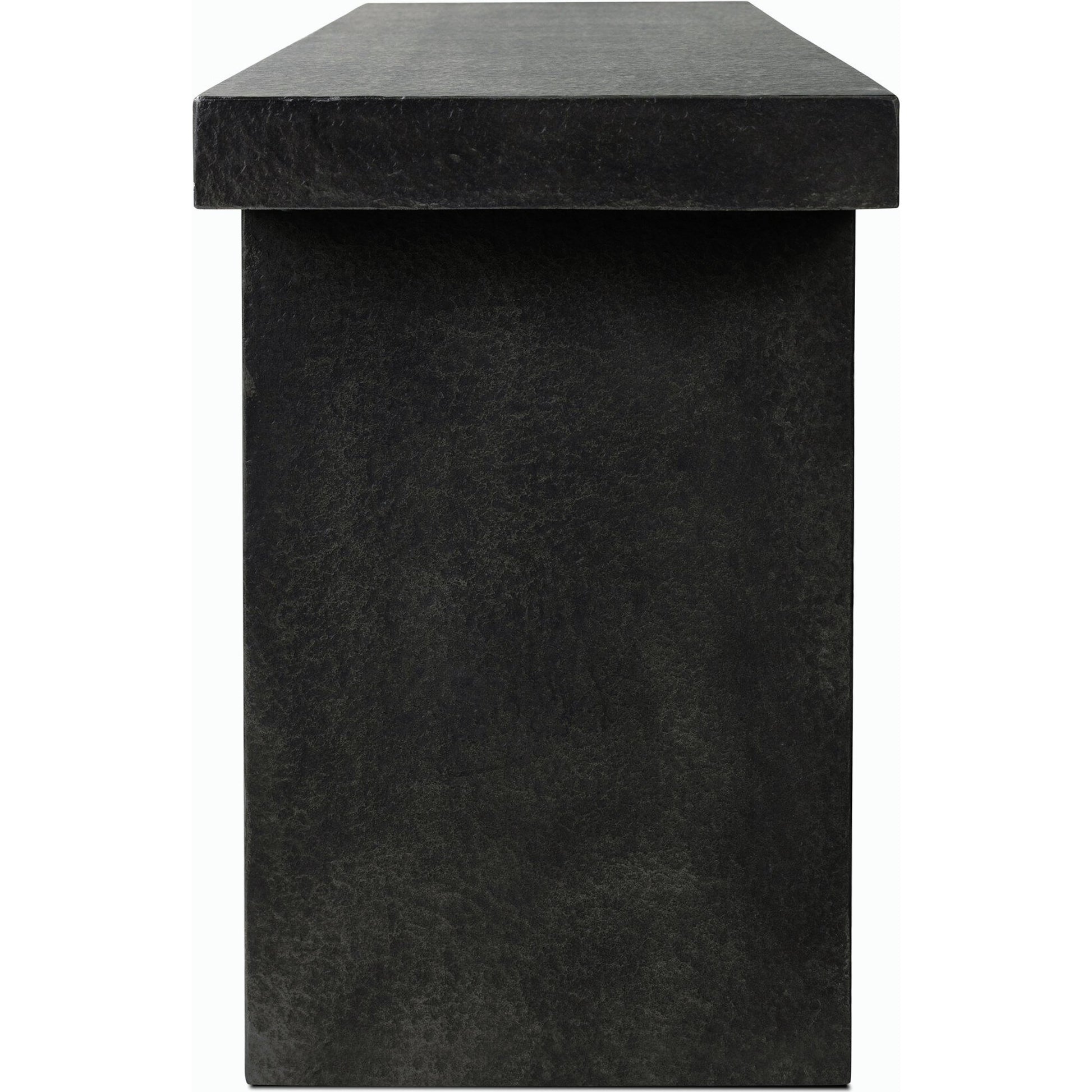 Huesca Outdoor Console Table by Four Hands in distressed graphite concrete. Made from concrete in a modern style.