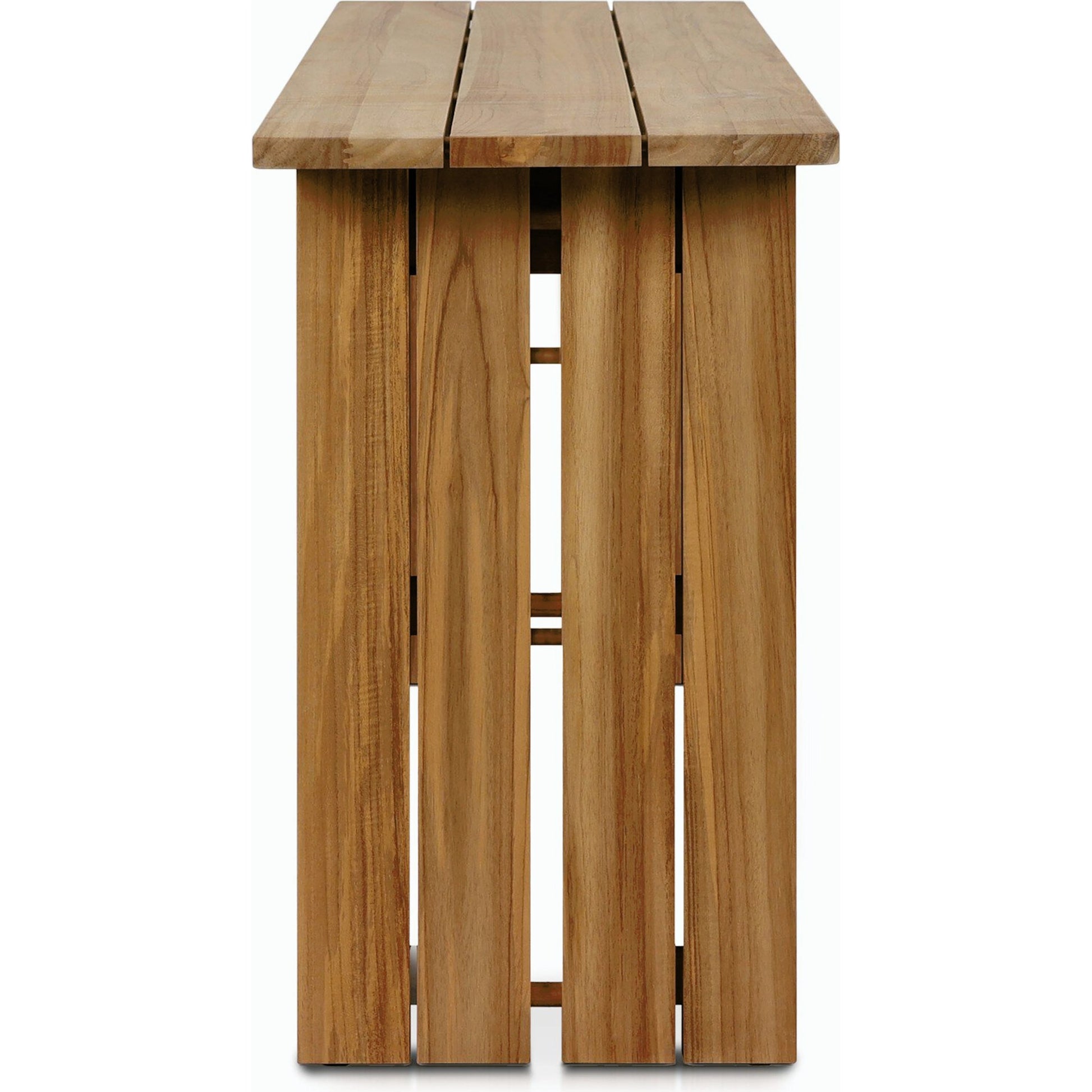 Chapman Outdoor Console Table by Four Hands in natural teak. Made from solid fsc®-certified teak in a modern style.