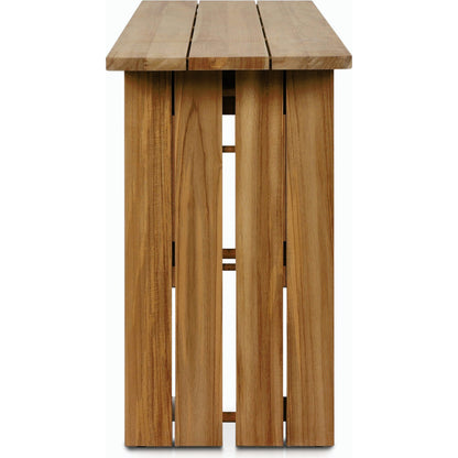 Chapman Outdoor Console Table by Four Hands in natural teak. Made from solid fsc®-certified teak in a modern style.