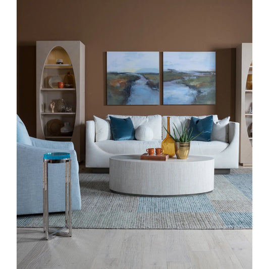 Claudette Bench Seat Sofa by Lexington in ivory. Made from unique in a unique style.