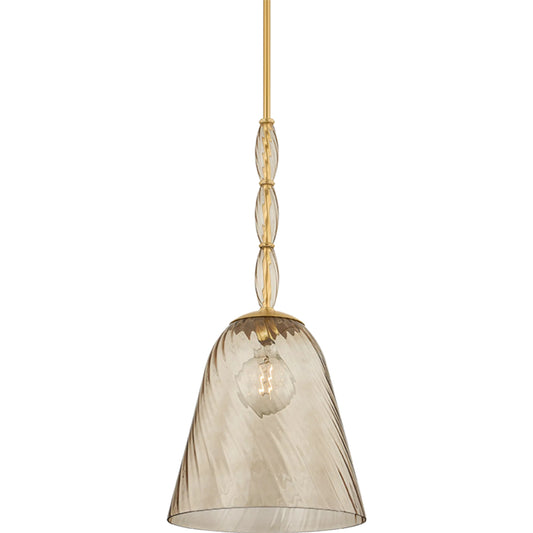 Bleecker Pendant by Hudson Valley in aged brass. Made from glass in a unique style.