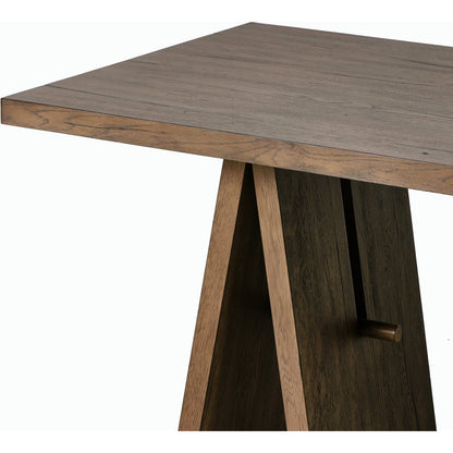 Wylie Desk by Four Hands in rustic grey veneer. Made from thick oak veneer, solid oak in a modern style.