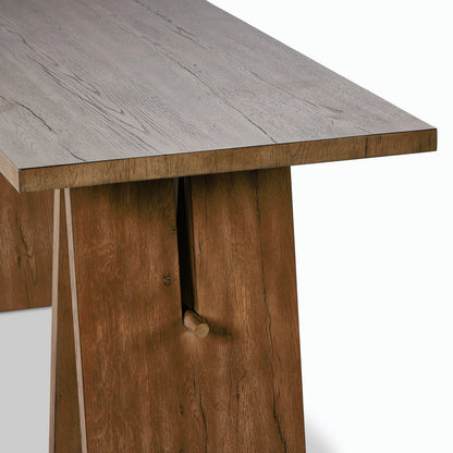 Wylie Desk by Four Hands in rustic grey veneer. Made from thick oak veneer, solid oak in a modern style.