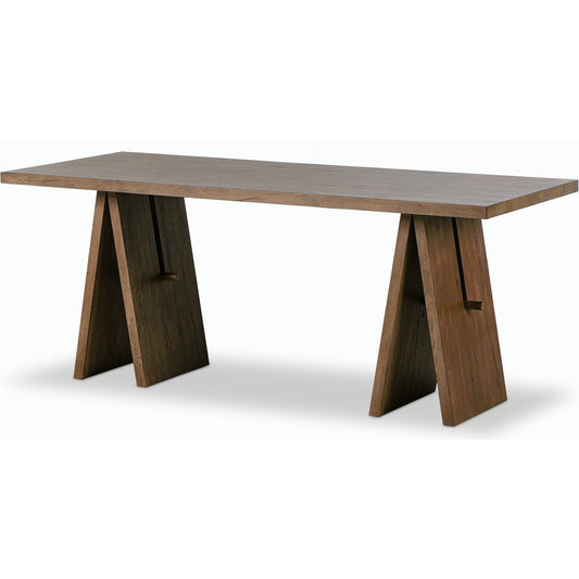 Wylie Desk by Four Hands in rustic grey veneer. Made from thick oak veneer, solid oak in a modern style.