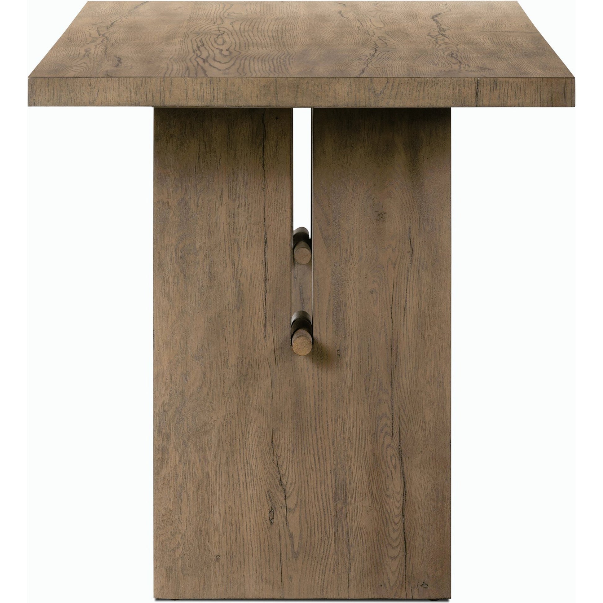 Wylie Desk by Four Hands in rustic grey veneer. Made from thick oak veneer, solid oak in a modern style.